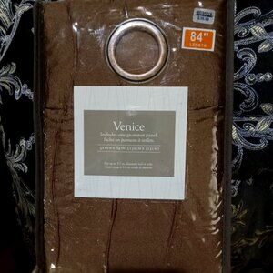 NWT 84" Venice Grommet Top Curtain Panel, Teak brown (set of 2)